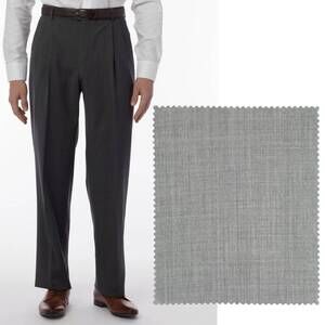 NEW BALLIN long fit super 120s wool gabardine comfort-eze trouser in pearl grey